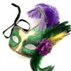 MasqStudio Mardi Gras Masquerade Jolly Jester Mask Pair Cosplay Prom Dance Birthday Party Wear or Deco (Feather mask Only) view 2