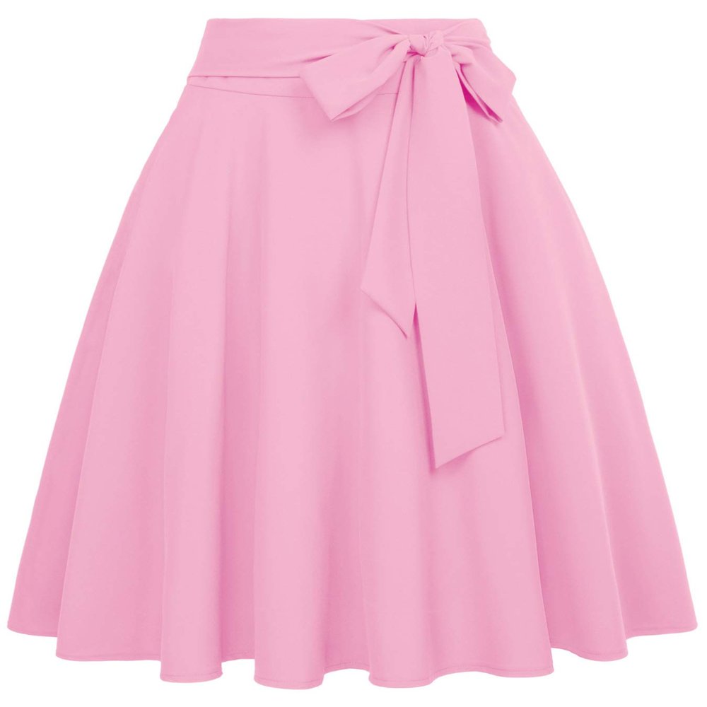Belle Poque Women's High Waisted A Line Street Skirt Pleated Midi Skirt Pink Size S