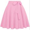 Belle Poque Women's High Waisted A Line Street Skirt Pleated Midi Skirt Pink Size S