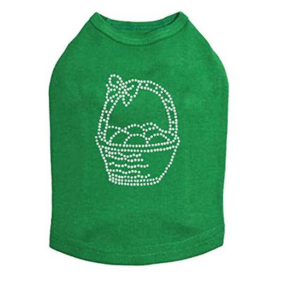 Easter Basket - Bling Rhinestone Easter Dog Shirt, 2XL Kelly Green