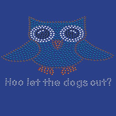 Blue Owl with Who Let The Dogs Out? - Spring Butterfly Bling Rhinestone Dog Bandana