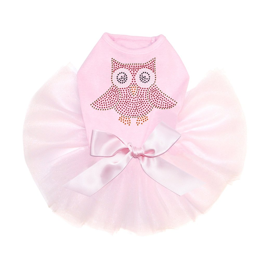 Dog in the Closet Pink Owl - Bling Rhinestone Tutu Dress, S Pink