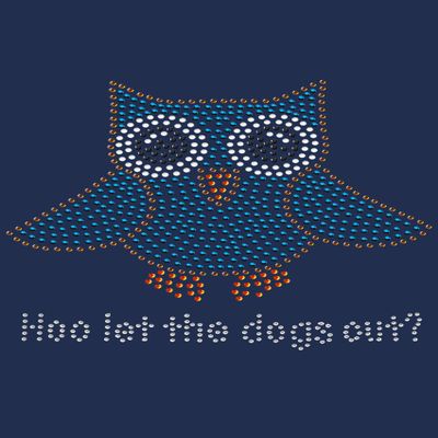 Blue Owl with Who Let The Dogs Out? - Spring Butterfly Bling Rhinestone Dog Bandana