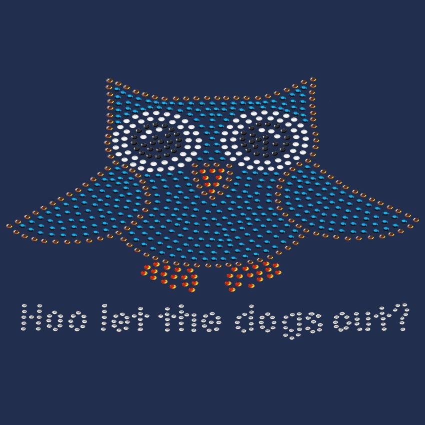 Blue Owl with Who Let The Dogs Out? - Spring Butterfly Bling Rhinestone Dog Bandana