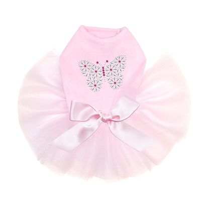 Dog in the Closet Silver Nailhead Butterfly - Bling Rhinestone Tutu Dress, 2XL Pink