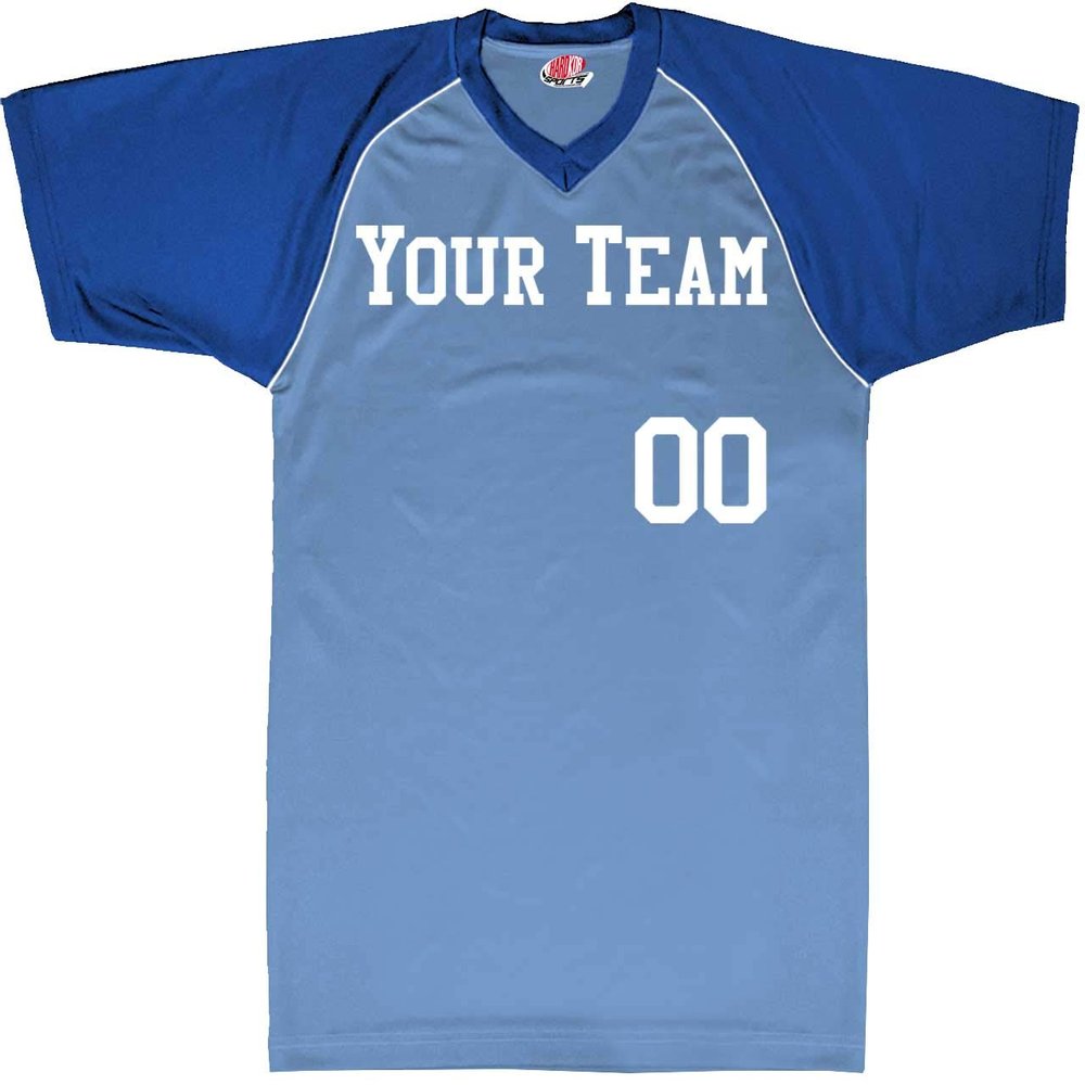 Basic V-Neck Major Team Custom Baseball Jersey, Light Blue, Royal | Youth XL