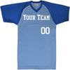 Basic V-Neck Major Team Custom Baseball Jersey, Light Blue, Royal | Youth XL view 1