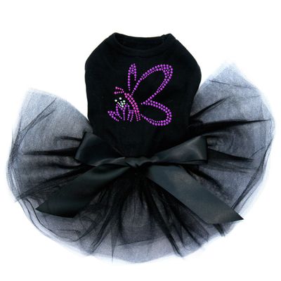 Dog in the Closet Pink & Purple Nailhead Butterfly - Bling Rhinestone Tutu Dress, 4XL Black