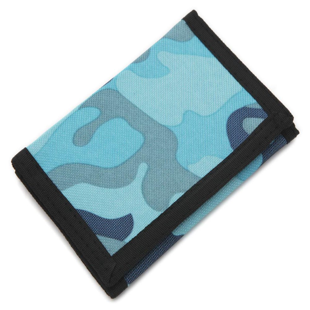AI-DEE RFID Trifold Canvas Outdoor Sports Wallet for Kids - Front Pocket Wallet with Magic Sticker - Blue