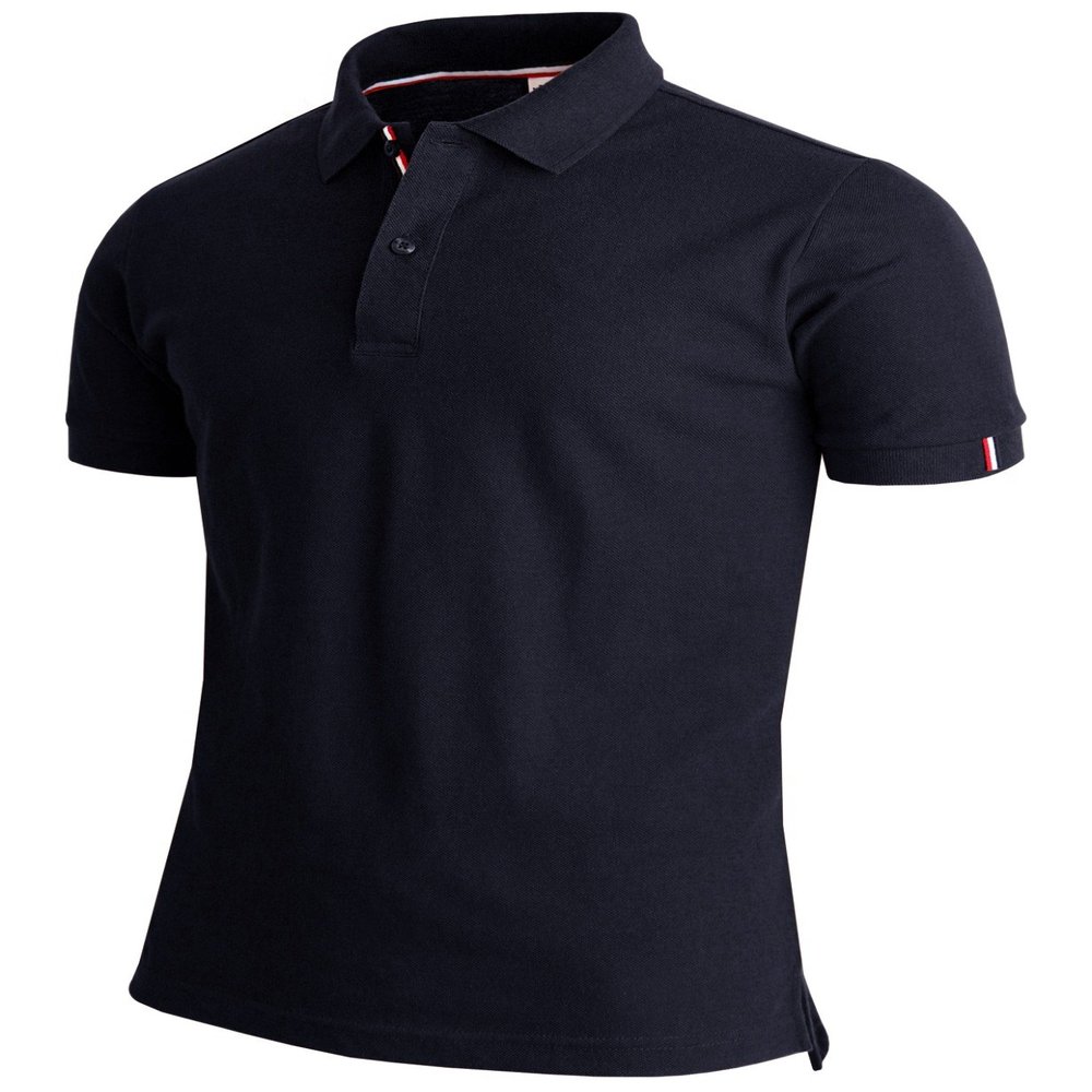 BCPOLO Men's Polo Shirt Solid Short Sleeve Classic Pique Polo Shirt Navy-XL (Asia-XXXL)