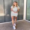 BTFBM Womens Summer Dresses 2026 Casual Bodycon Mini Dress Short Sleeve Crew Neck Mini Ruched Spring Beach Vacation Outfits(Grey, Medium) view 2