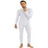 inlzdz Men's Spandex One Piece Mock Neck Long Sleeve Full Bodysuit Unitard Zentai Costume White X-Large view 2