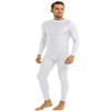 inlzdz Men's Spandex One Piece Mock Neck Long Sleeve Full Bodysuit Unitard Zentai Costume White X-Large view 3