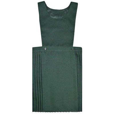 MA ONLINE Childrens Pleated Plain Pinafore School Uniform Girls Black Grey Navy Green Dress Green 14-15 Years
