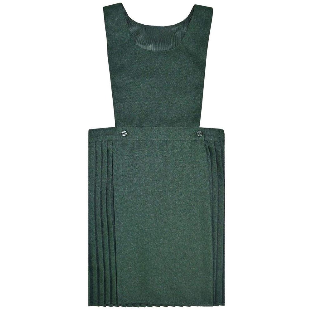 MA ONLINE Childrens Pleated Plain Pinafore School Uniform Girls Black Grey Navy Green Dress Green 14-15 Years