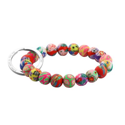 KUIYAI Elastic Functional Beaded Wrist Keychain Bracelet Handsfree Keychain Gift for Her (10mm random color)
