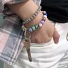 KUIYAI Elastic Functional Beaded Wrist Keychain Bracelet Handsfree Keychain Gift for Her (10mm random color) view 4