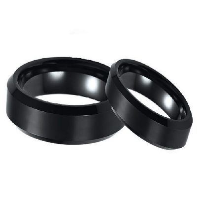 Wedding Rings for Him and Her - 6mm/8mm Black Brushed Center Polished Edge Tungsten Carbide - Couple Rings Set - Wedding Bands for Couples - Wedding Band Sets for Couples