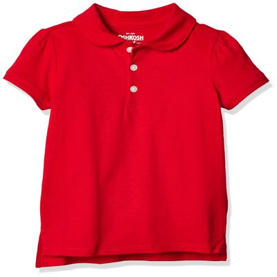 OshKosh B'Gosh Girls' Little Short-Sleeve Uniform Polo, Ruby Red, 8