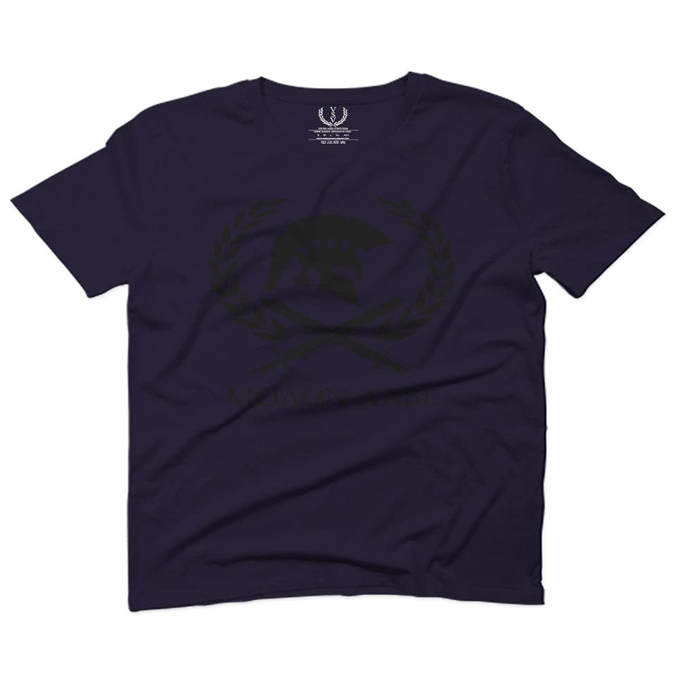0143. Spartan Molon Labe Military Patriotic Greek Helment Graphic for Men T Shirt (Navy Blue, 2X-Large)