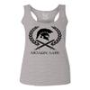 0143. Spartan Molon Labe Military Patriotic Greek Helment Graphic Women's Tank Top Racerback (Light Gray Large) view 1