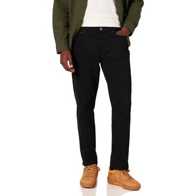 Amazon Essentials Men's Athletic-Fit Pants, 5-Pocket Stretch Twill Work, Big & Tall, Black, 29W x 30L