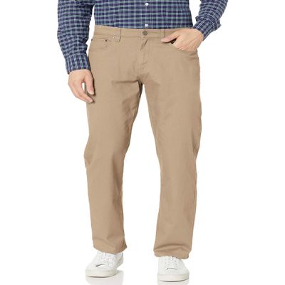 Amazon Essentials Men's Pants, Relaxed-Fit, 5-Pockets, Stretch Twill, Khaki Brown, 31W x 28L