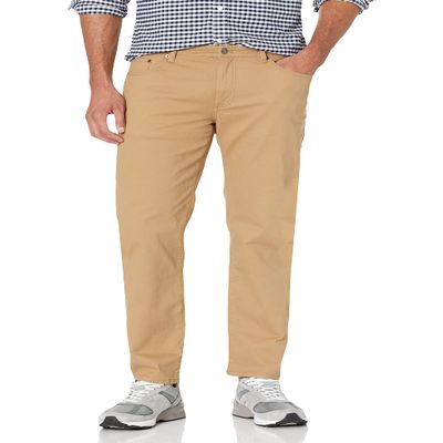 Amazon Essentials Men's Straight Fit 5-Pocket Stretch Twill Pants, Dark Khaki Brown, 40W x 29L