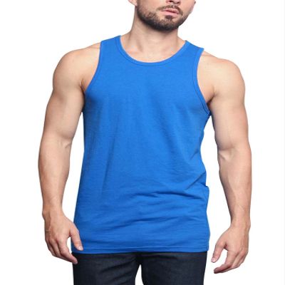 Men's Basic Essential Straight Hem Long Length Tank Top TT60-PL - Royal Blue - 4X-Large - H11A