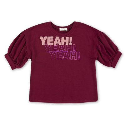 Speechless Big Girl's Bloused Sleeve T-Shirt Shirt, Burgundy, M