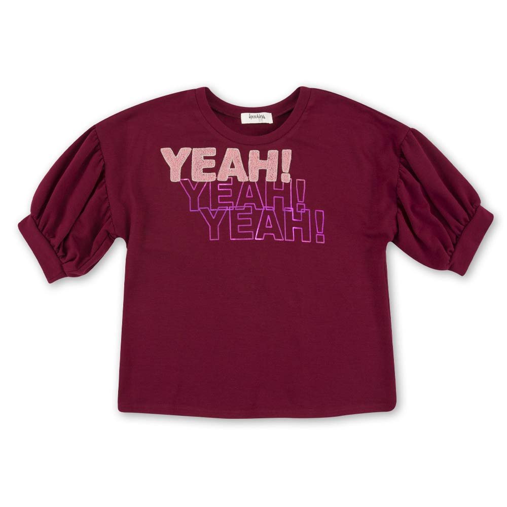 Speechless Big Girl's Bloused Sleeve T-Shirt Shirt, Burgundy, M