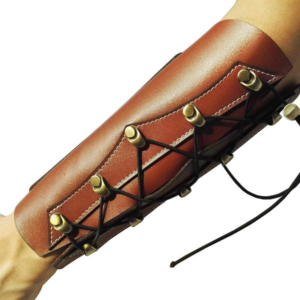 Leather Archery Arm Guard Forearm Protector for Traditonal Bow Hunting Shooting