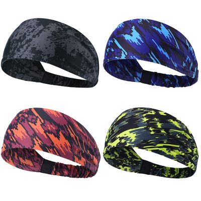 Obacle Headbands for Men Women Sweat Bands Headbands Non Slip Thin Lightweight Breatheable Head Band Outdoor Sports Workout Yoga Gym Running Jogging (Elastic Band, 4 Pack Black-Gray Blue Red Green)