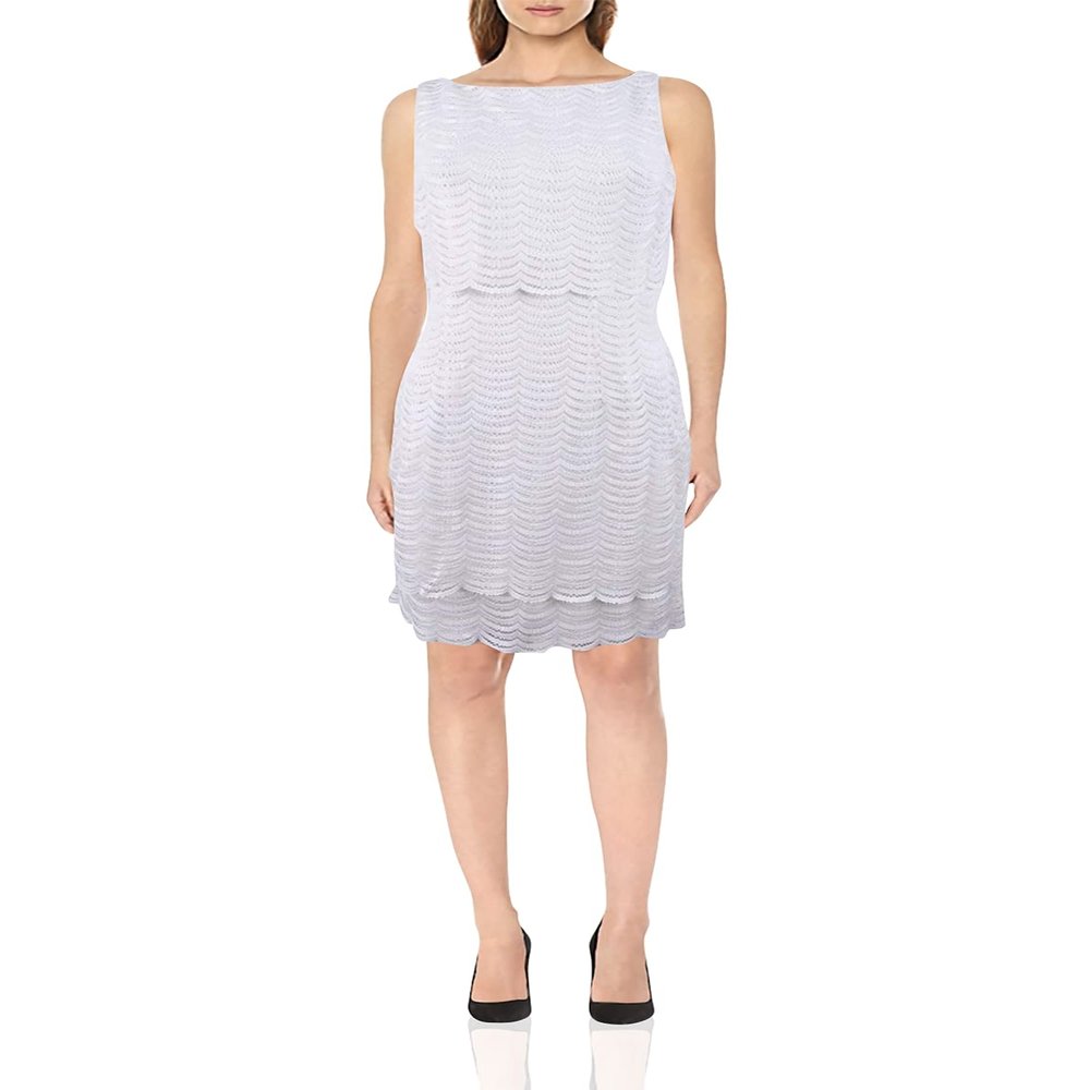 American Living Womens Lenore Layered Dress, Off-White, 16