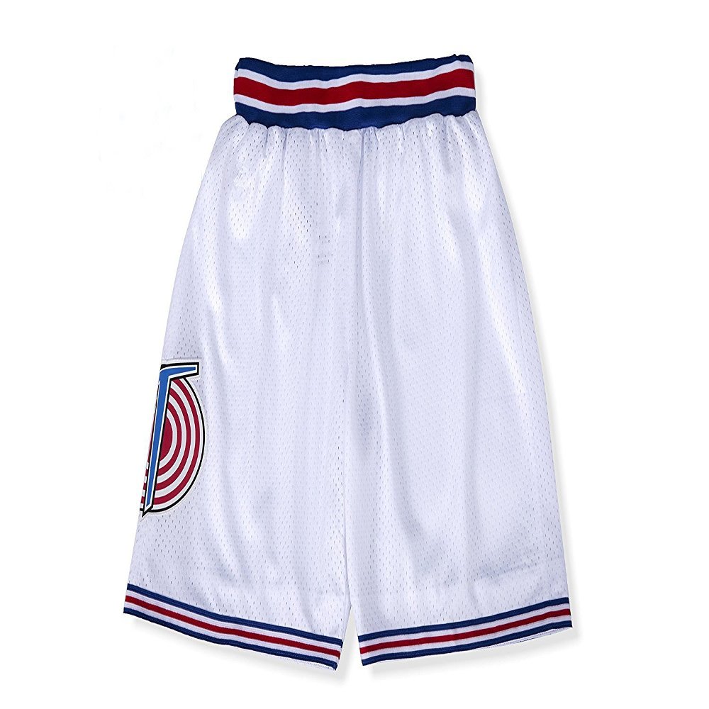 BOROLIN Youth Basketball Shorts Moive 90s Space Pants for Kids (White, Youth Small)
