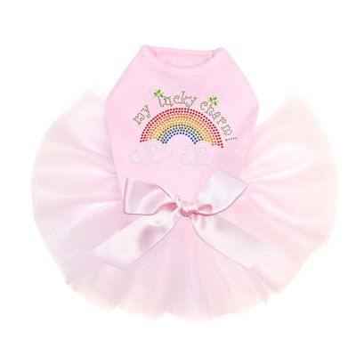 Dog in the Closet My Lucky Charm - Bling Rhinestone St Patrick Day Tutu Dress, XL Pink