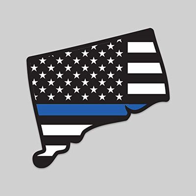 2-Pack Connecticut State Outline American Flag Overlay Thin Blue Line Vinyl Decal Sticker | 5-Inches | Premium Quality Vinyl Decal | Laminated with UV Protective Laminate | PD2801