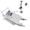 AQUOS Heavy-Duty 12.5ft Inflatable Pontoon Boat with Guard Bar, Folding Seat and Haswing 2.4G Remote 12V 55LBS 39Inch Transom Trolling Motor for Fishing view 1
