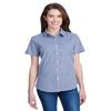 Ladies' Microcheck Gingham Short-Sleeve Cotton Shirt XL NAVY/ WHITE view 1