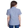 Ladies' Microcheck Gingham Short-Sleeve Cotton Shirt XL NAVY/ WHITE view 2