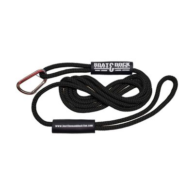 Boat Throw Rope- Double Braided Nylon Rope, Stitched Loops and Floats by Boat Lines and Dock Ties (Black Hook and Loop, 25 feet)