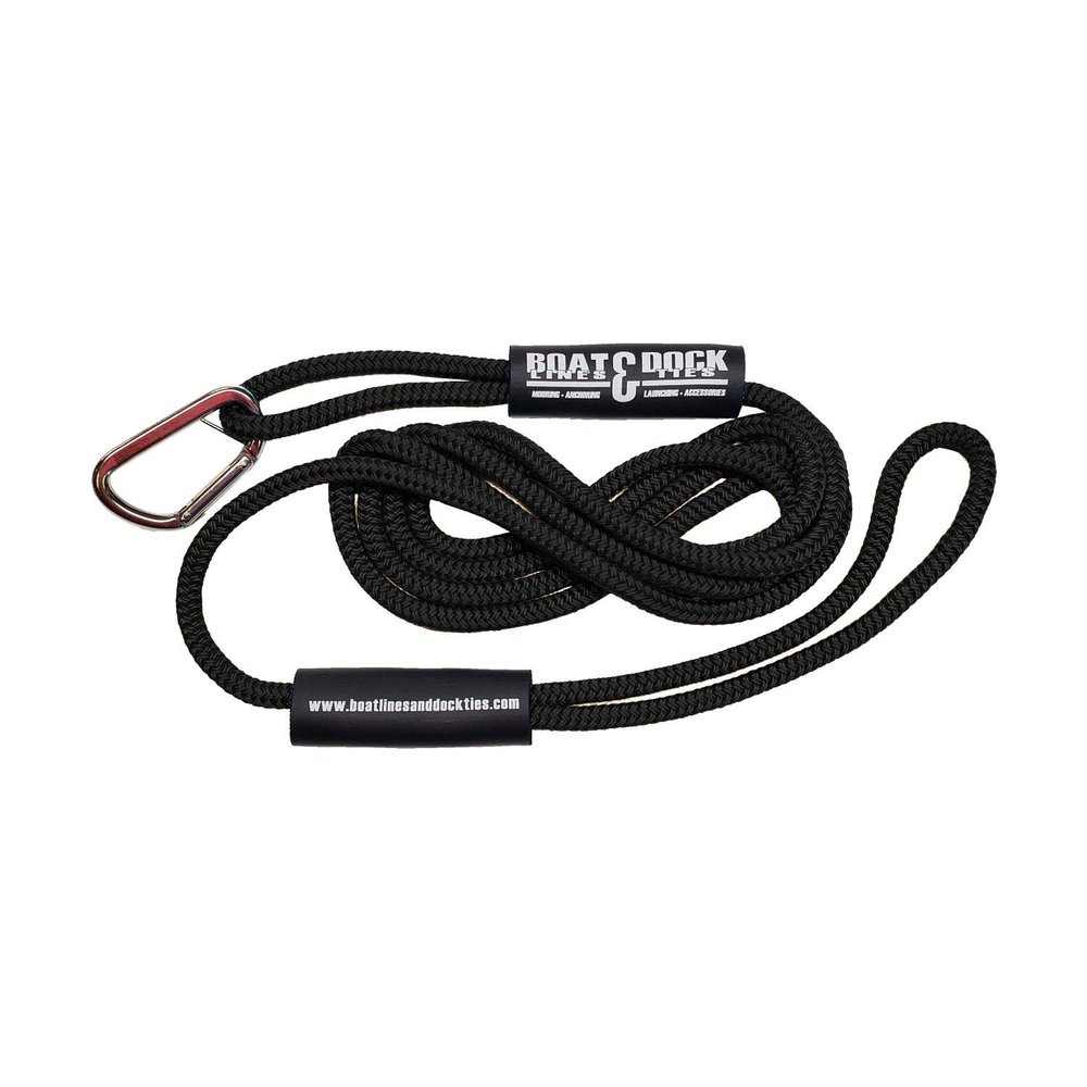 Boat Throw Rope- Double Braided Nylon Rope, Stitched Loops and Floats by Boat Lines and Dock Ties (Black Hook and Loop, 25 feet)