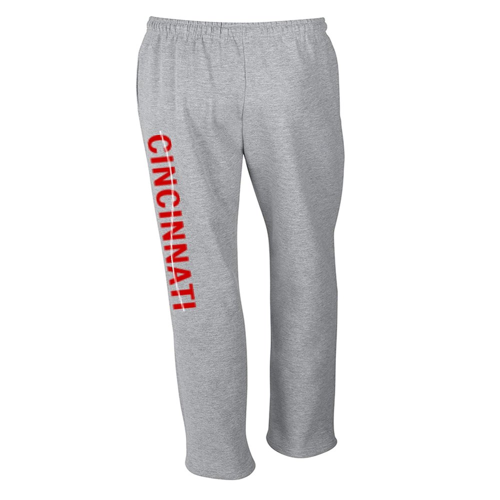 Wally's Custom Apparel Cincinnati Sweatpants Gray/Red/White Sizes Small - XL (X-Large)