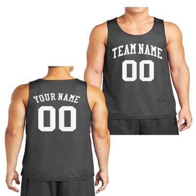 Custom Reversible Basketball Jersey - Front and Back (Adult XXXX-Large, Iron Grey)
