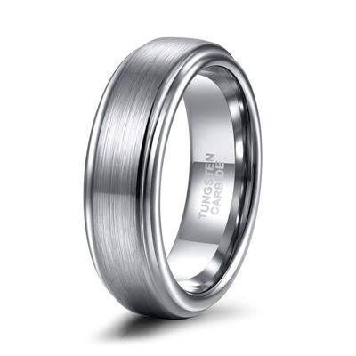 TRUMIUM 6mm Silver Plated Rings for Men Women Tungsten Wedding Bands Matte Finished Engagement Promise Ring Comfort Fit Size 15