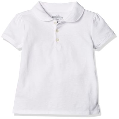 OshKosh B'Gosh Girls' Little Short Sleeve Uniform Polo, Ivory, 4