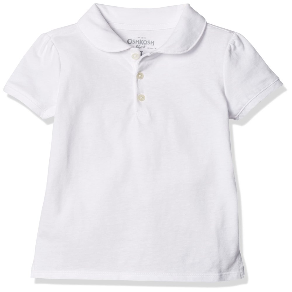 OshKosh B'Gosh Girls' Little Short Sleeve Uniform Polo, Ivory, 4
