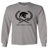 0143. Spartan Molon Labe Military Patriotic Greek Helment Graphic Men's Long Sleeve t Shirt (Light Gray Large) view 1