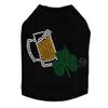 Beer Mug, Clover, & Pipe - Bling Rhinestone St Patrick Day Dog Shirt, 3XL Black view 1