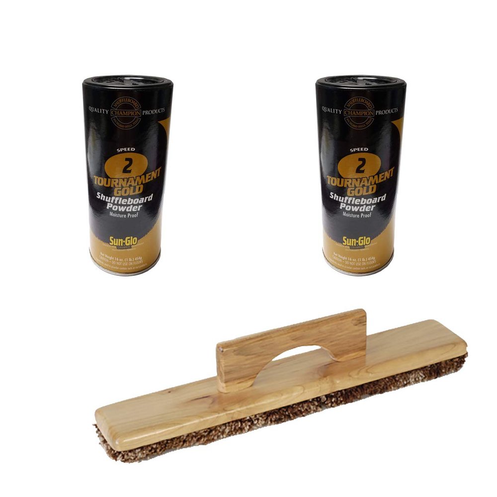 Sun-Glo 2 Cans #2 Tournament Gold Wax & 1 Shuffleboard Sweep